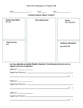 Holes Novel Study Comprehension Activities Worksheets 