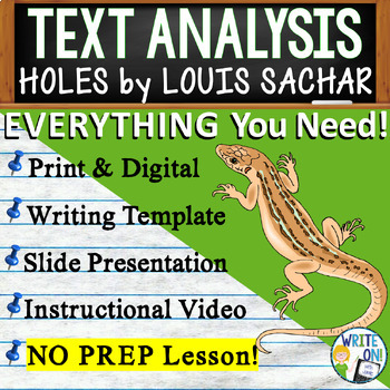 Preview of Holes by Louis Sachar - Text Based Evidence - Text Analysis Essay Writing Lesson