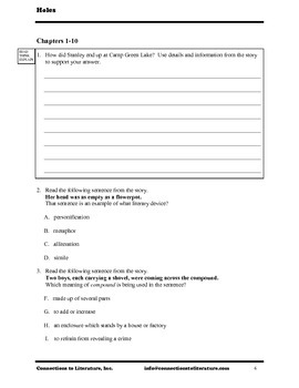 Holes: Study Guide (With Connections)