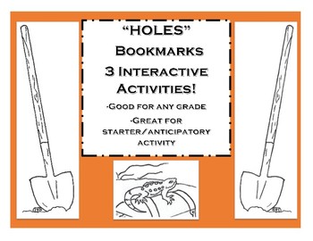 Preview of Holes Interactive Bookmark Activity!