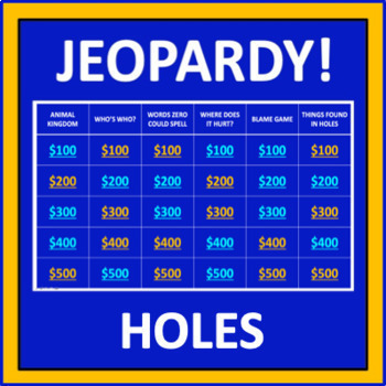 Preview of Holes Jeopardy - an interactive ELA game