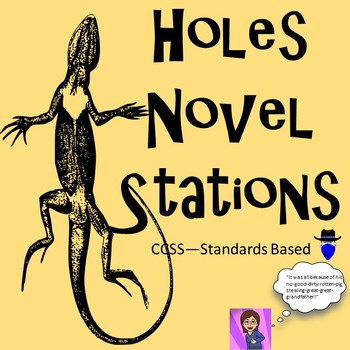 Preview of Holes: Novel Study Literacy Stations Common Core Digital Activity