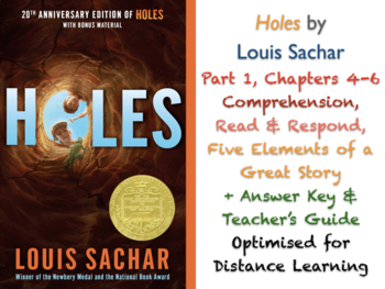 Preview of Holes (Louis Sachar) Ch. 4 - 6 - Story Elements - NO PREP ACTIVITIES + ANSWERS