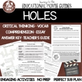 Holes Movie Guide with Questions, Activities and Essay Writing