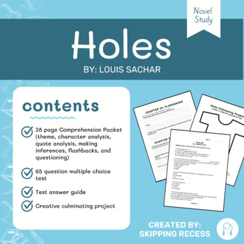 Preview of Holes Novel Study