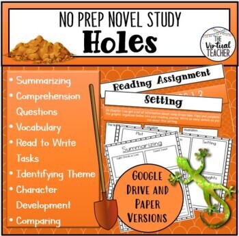 Preview of Holes - Novel Study - Book Club - Online/Digital + Paper Versions