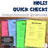 Holes Novel Study Comprehension Questions Reading Response