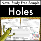 Holes Novel Study Unit FREE Sample | Worksheets and Activities