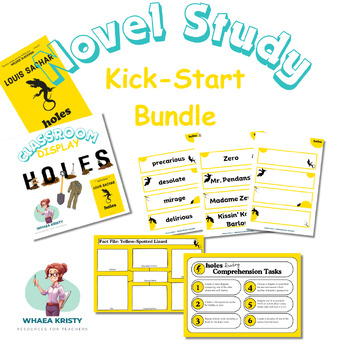 Preview of Holes - Novel Study, Vocabulary & Classroom Display Bundle