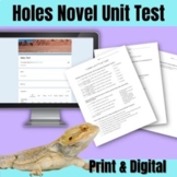 Holes Novel by Louis Sachar - Final Unit Test - Print & Di