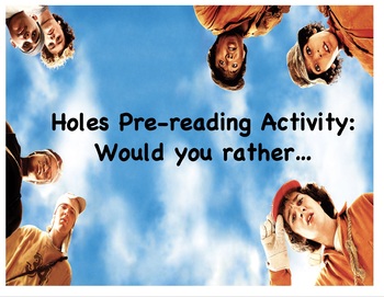 Preview of Holes Pre Reading Activity - Would you rather..