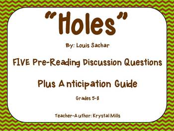 Preview of "Holes" Pre-Reading Group Discussion Questions and Anticipation Guide