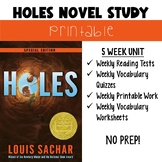Holes Printable 5 Week Novel Study