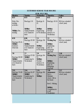 Preview of Holes Unit Calendar with agendas