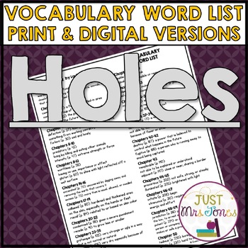 Holes Vocabulary Booklet, Presentation, & Answer Key Definitions - Louis  Sachar in 2023