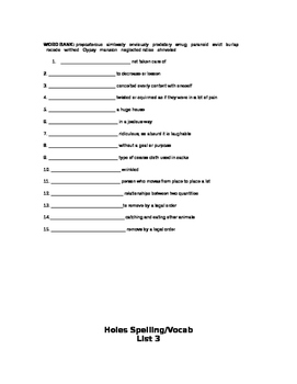 holes vocabulary terms with attached quizzes by pieces of poledica
