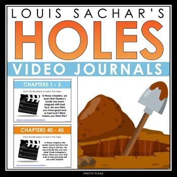 Preview of Holes Writing Prompts - Video Clips and Journal Writing - Louis Sachar