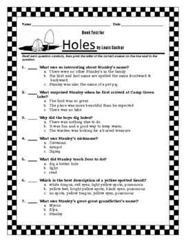 holes book review worksheet