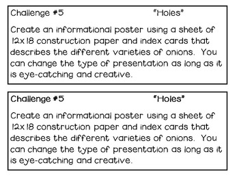 Holes, by Louis Sachar, Project Challenges to Extend Reading by