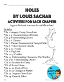 Holes by Louis Sachar Chapter Activities