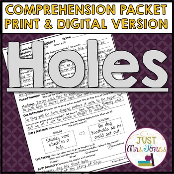 Preview of Holes by Louis Sachar Comprehension Questions