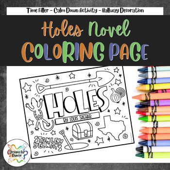 Preview of Holes by Louis Sachar Novel Companion Coloring Page (Book Study)