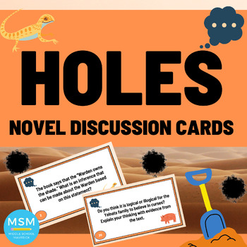 Preview of Holes by Louis Sachar Novel Comprehension & Critical Thinking Discussion Cards