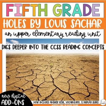 Preview of Holes by Louis Sachar Novel Study Reading Unit Lesson Plans and Activities 5th