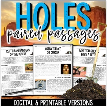 Preview of Holes Novel Study Activities - Paired Informational Passages