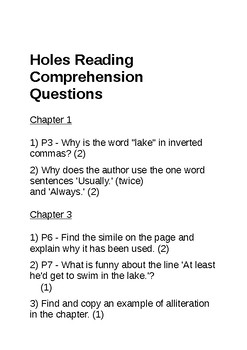Holes by Louis Sachar: A Study Guide