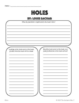 Holes Louis Sachar Comprehensive Essay by Teacher for Inclusion