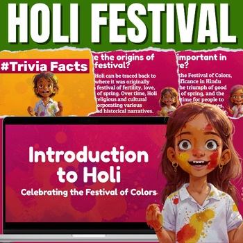 Preview of Holi Festival 2024 Google Slides: Trivia and Quizzes For Classroom Engagement
