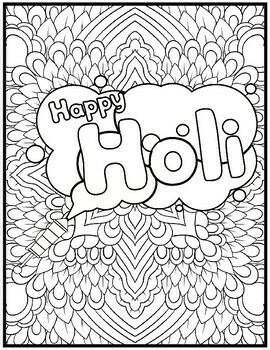 Holi Festival Coloring Pages | Mindfulness Coloring Sheets by Qetsy