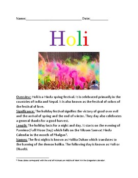 Holi - Hindu Festival of Colors - lesson overview facts information ...