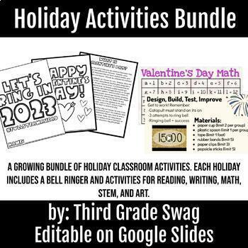 Preview of Holiday Activities Growing Bundle | Student Pages and Teacher Slides