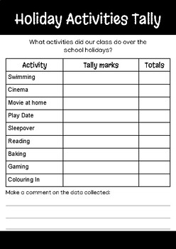 Preview of Holiday Activities Tally Chart