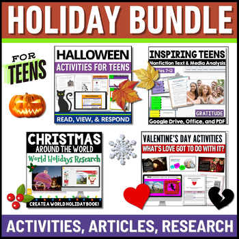 Preview of Holiday Activities for High School English and Middle School ELA | Bundle