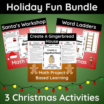 Preview of Holiday Activity Bundle: Christmas Reading and Math for Gifted and Talented