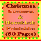 Holiday Activity Sheets Bundle (Christmas, Kwanzaa, Hanukkah)