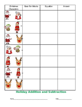Preview of Holiday Addition and Subtraction Activity