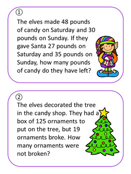 Holiday Addition and Subtraction Word Problems by Learning With Mrs Kirk