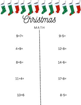 Preview of Holiday Addition and Subtraction to 20 review