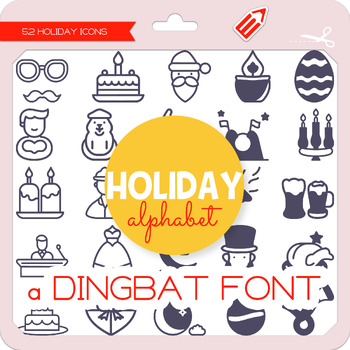 Preview of Holiday Alphabet Icons Dingbat Font - W Λ D L Ξ N