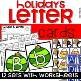 Holiday Alphabet Letter Cards & Worksheets for Preschool, 