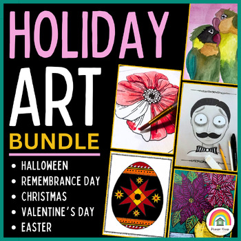 Preview of Holiday Art Bundle: Christmas Halloween Valentine's Day Easter & Remembrance Day