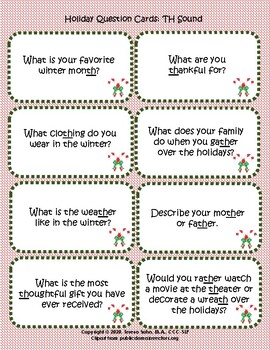 Holiday Articulation Conversational Questions for Speech Carryover