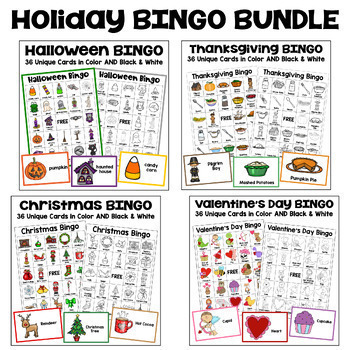 Preview of Holiday BINGO Bundle with Color and Black and White Bingo Cards