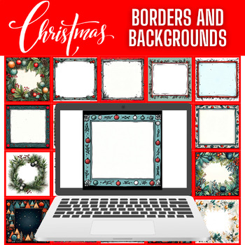 Preview of Holiday Backgrounds and Borders - Christmas Borders for Google Slides and Powerp