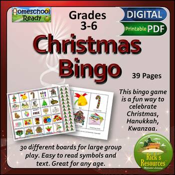 Preview of Christmas Bingo Game - Includes Hanukkah & Kwanzaa - Print and Digital Versions