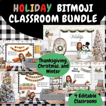 Preview of Holiday Bitmoji Classroom Bundle
